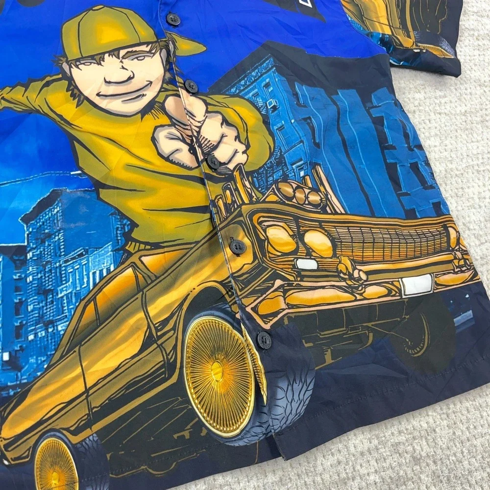 Vintage Y2K Joe Boxer Shirt Boys Size 8 Button Up Low Rider AOP Hip Hop Baggy - Picture 5 of 9